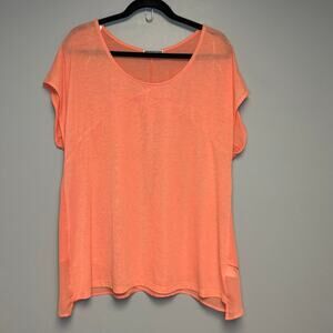 Pleione Made in USA Salmon Coral Beachy Lightweight Flowy Sheer Top Womens Sz 1X